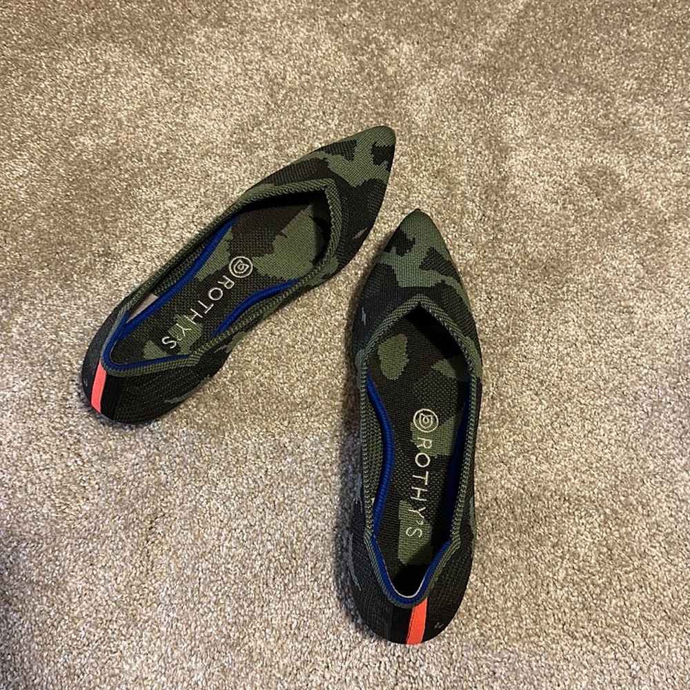 Rothy’s Green Cameo Pointed Ballet Flats, Size 7.5